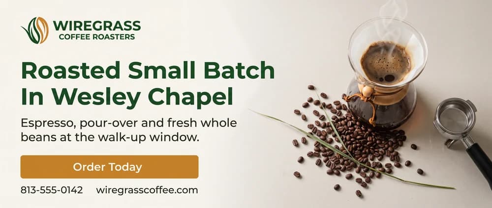 Sample coffee shop advertisement using product photography